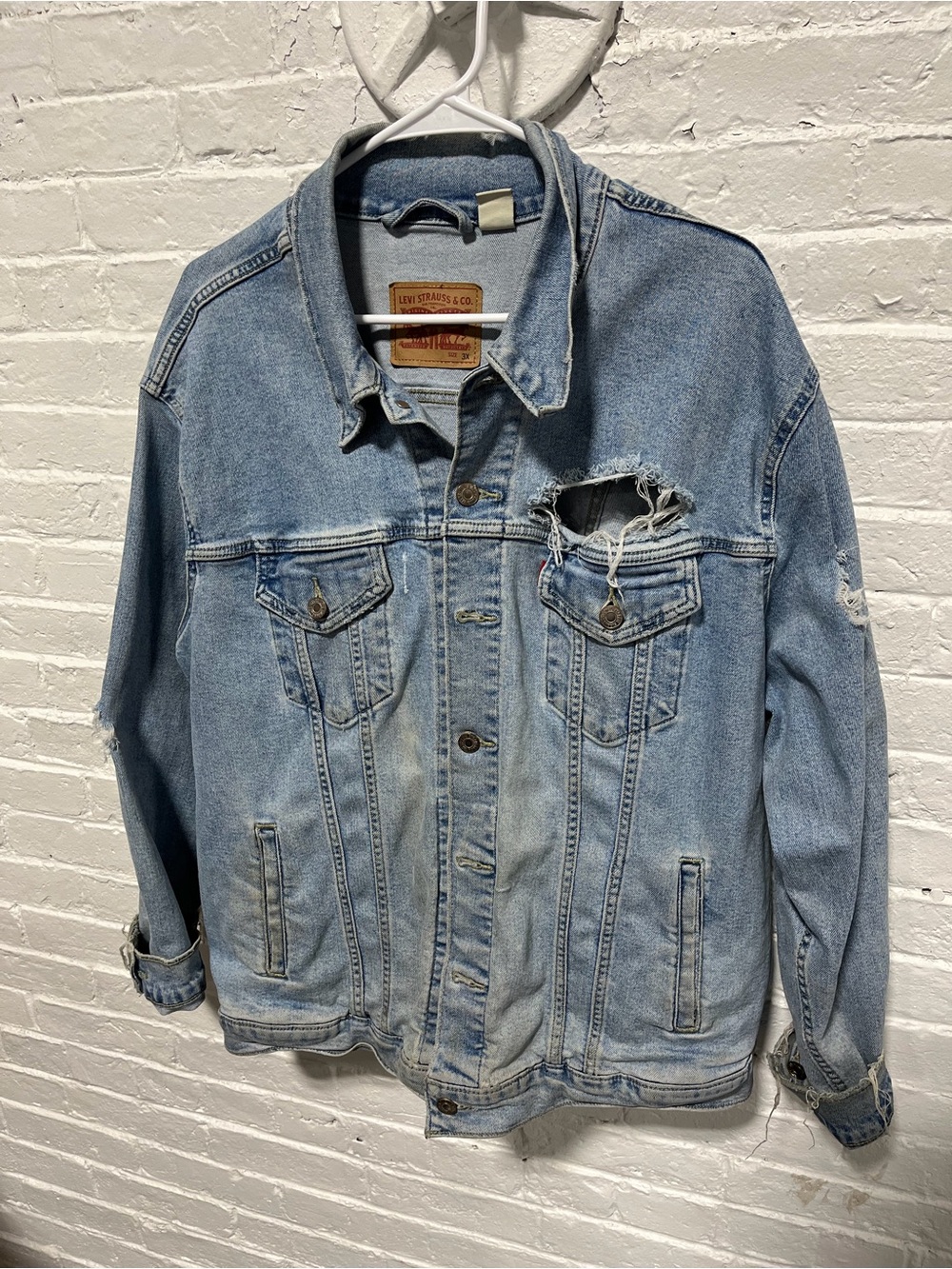Levi's Light Wash Distressed Denim Jacket - Men's